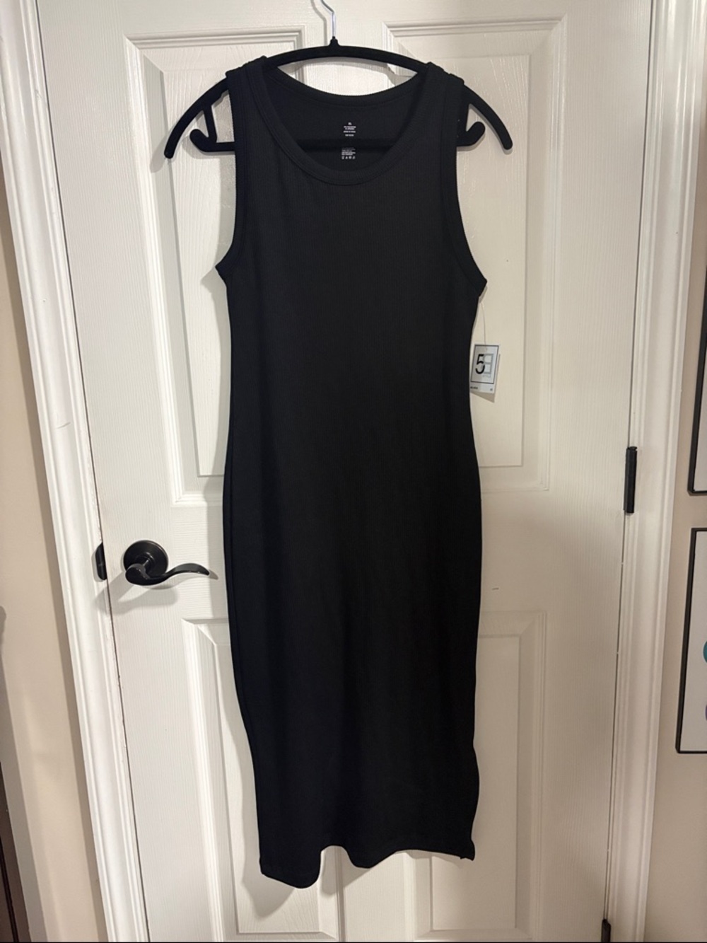 Women's Black Ribbed Tank Midi Dress